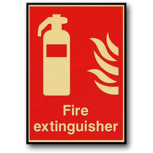 Fire Extinguisher Poster | Vintage Warning and Danger Signs | Retro Decor | Industrial Style Wall Art | Home & Office Decoration