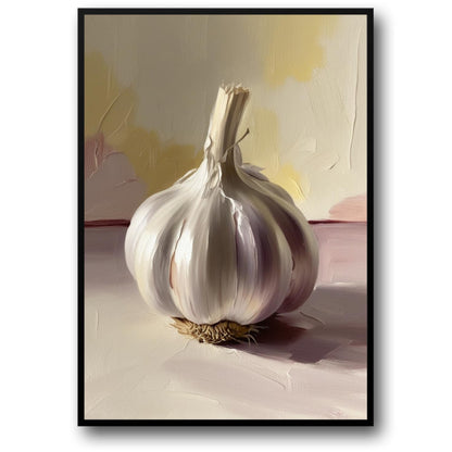 Garlic Enthusiasts Wall Decor | Realistic Vegetables Print | Culinary Art for Kitchen | Fresh Produce Illustration Poster
