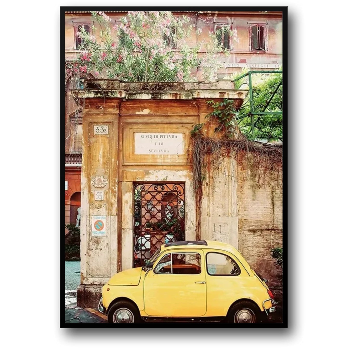 Yellow Fiat 500 | Vintage Italian Scene