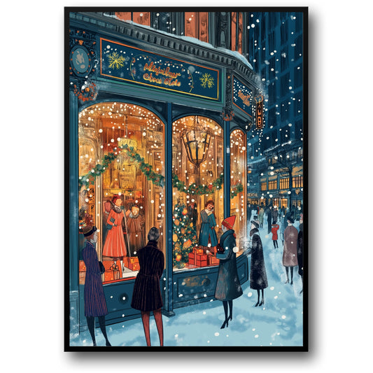 Charming Winter Scene | Festive City Street | Vintage-Inspired Holiday