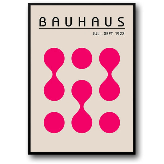 Bauhaus Pink | Vintage Cartoon Pink Poster | Canvas Art Print | Wall Decor for Living Room | Home Decor Artwork