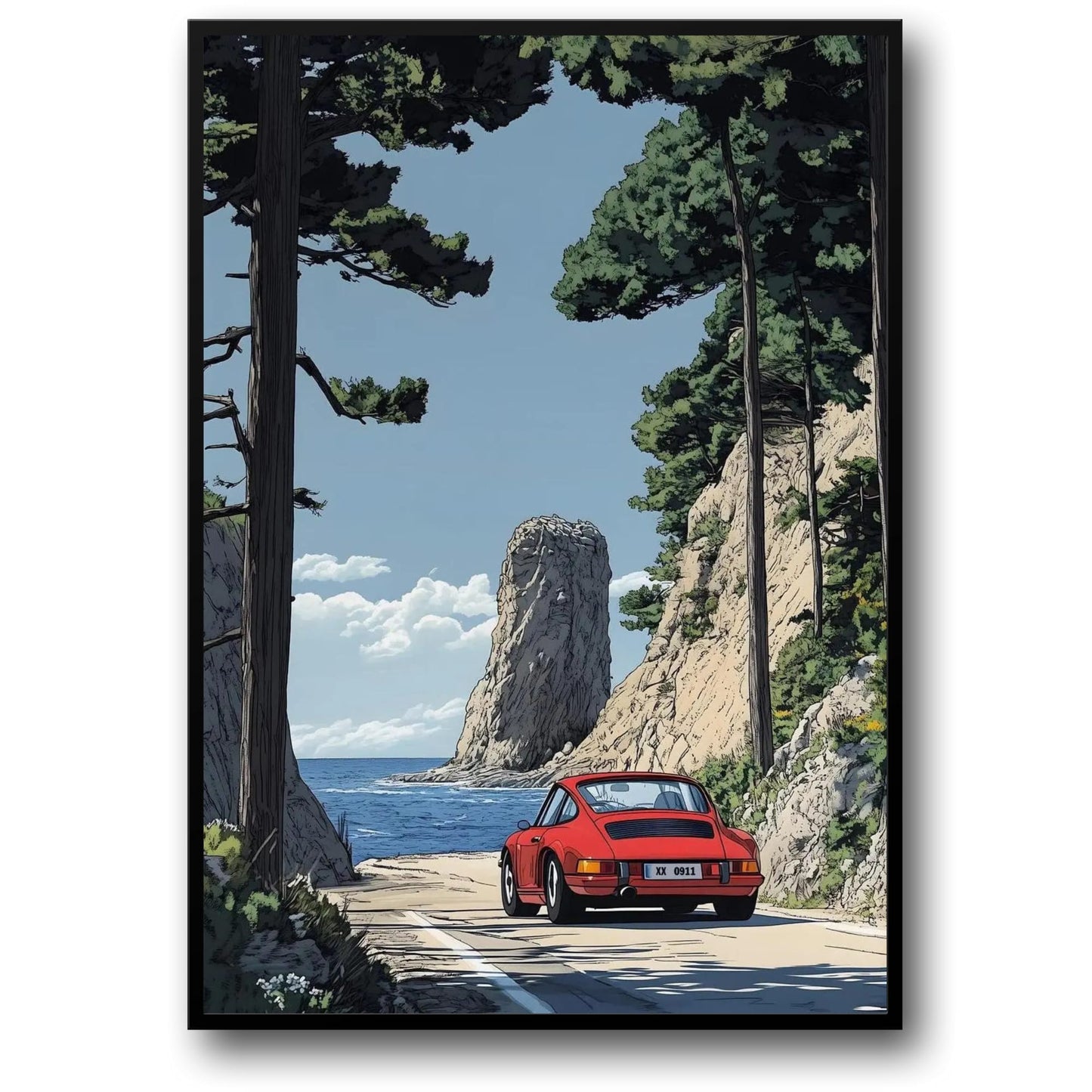 Classic Red Sports Car | Coastal Drive | Ocean Adventure