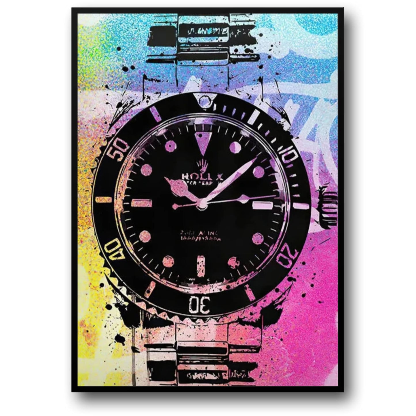 Rainbow Graffiti Timepiece Poster | Colorful Artistic Rolex Design | Modern Urban Wall Art Decor