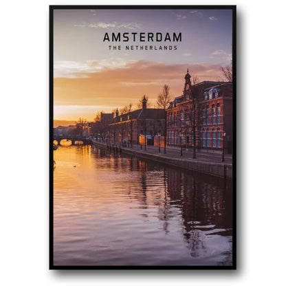 Amsterdam Sunset Poster | The Netherlands | Beautiful European Cities | Home Decor Artwork