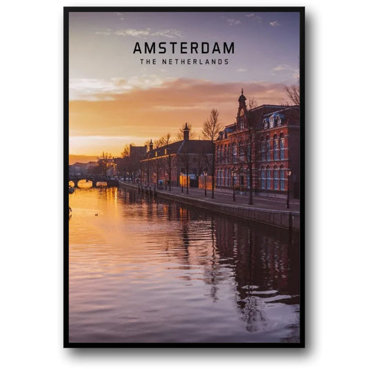 Amsterdam Sunset Poster | The Netherlands | Beautiful European Cities | Home Decor Artwork