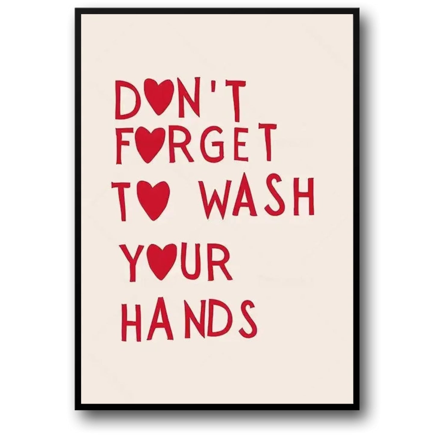Hand Drawn Minimalist Bathroom Poster | Reminder Art | Don't Forget to Wash Your Hands | Wall Decor