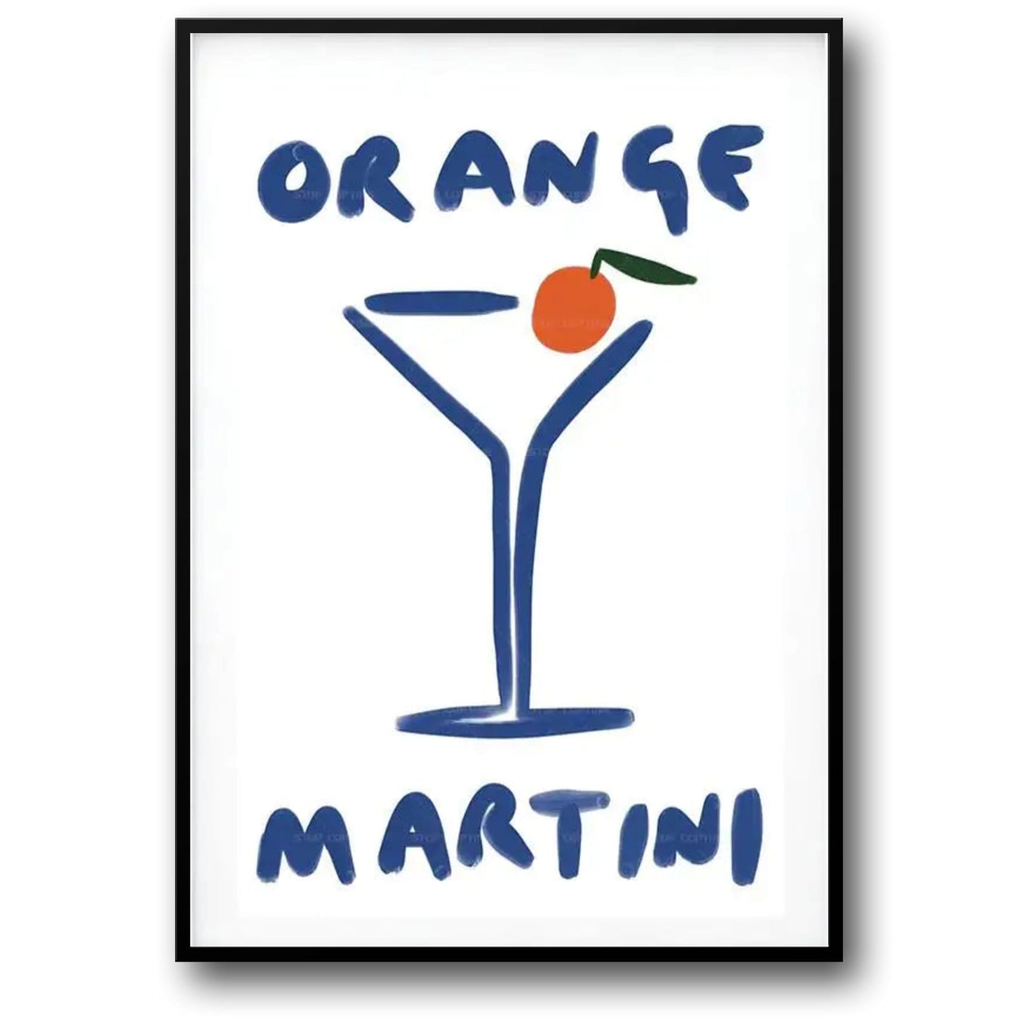 Minimalistic Orange Martini Cocktail Poster | Modern Wall Art | Home & Garden Decor | Unique Visual Artwork