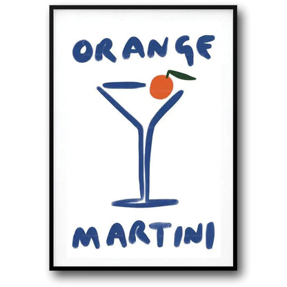 Minimalistic Orange Martini Cocktail Poster | Modern Wall Art | Home & Garden Decor | Unique Visual Artwork
