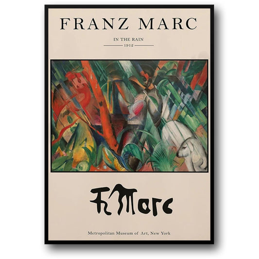 Franz Marc | In the Rain 1912 | Colorful Animal Art | Expressionist Poster | Wall Decor