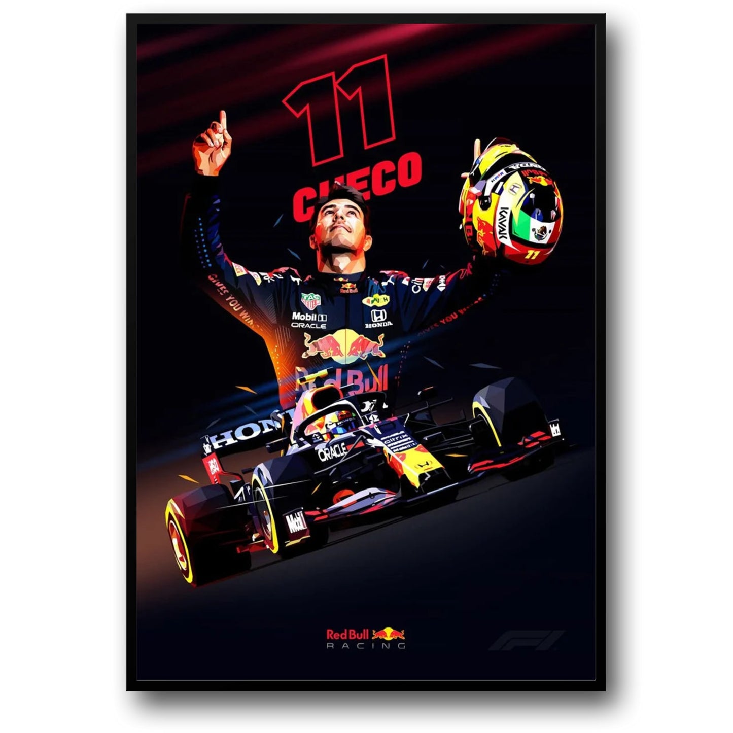 Sergio 'Checo' Perez | Formula 1 Racer Helmet Poster | Sports F1 Legend | Wall Art Decor