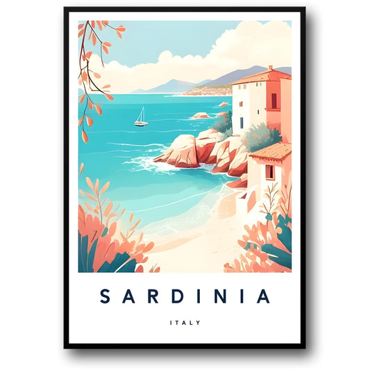 Retro Sardinia Cityscape | Vintage Italy