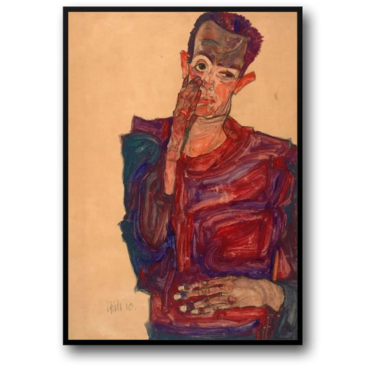 Egon Schiele Introspective Self-Portrait | Fine Art