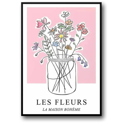 Les Fleurs Poster | Garden Blossoms | Bohemian Home Art Decor