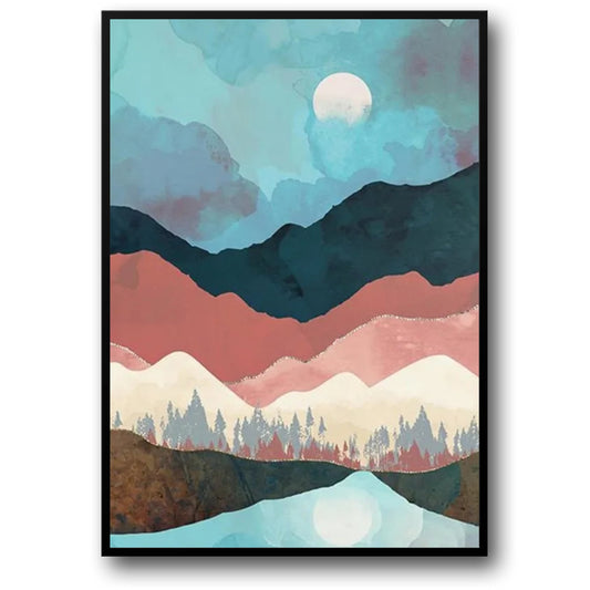 Abstract Scenery Poster | Red Mountain Landscape Wall Art | Modern Home Decor | Nature Inspired Artwork