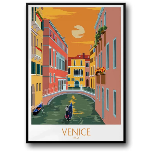 Venetian Canal Scene | La Dolce Vita Poster | Italian Cityscape Wall Art | Scenic Venice Artwork
