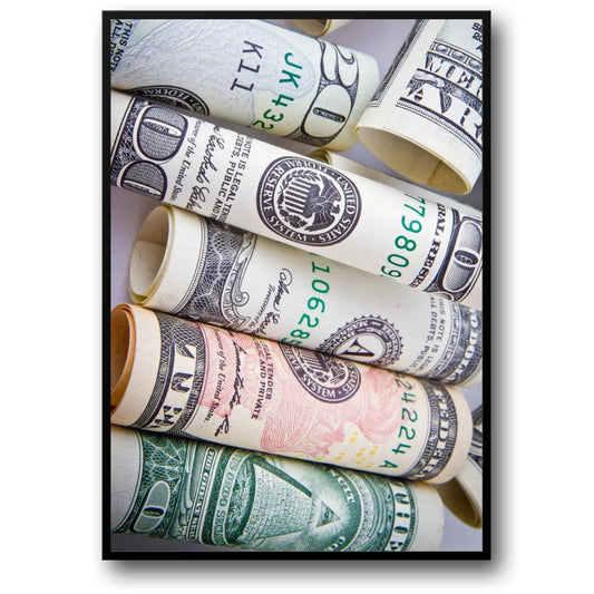 Rolled Dollar Bills Poster  Wealth and Currency Money Wall Art | Home Decor | Decoration Poster