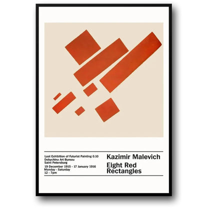 Kazimir Malevich Poster | Eight Red Rectangles Art Print | Abstract Geometric Artwork | Home Wall Decor | Fine Art Reproduction