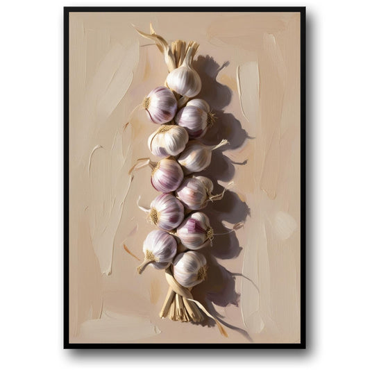 Garlic Braid Art Print | Vegetable Wall Decor | Rustic Kitchen Poster | Farmhouse Style Wall Art | Culinary Herb Decoration | Botanical Illustration