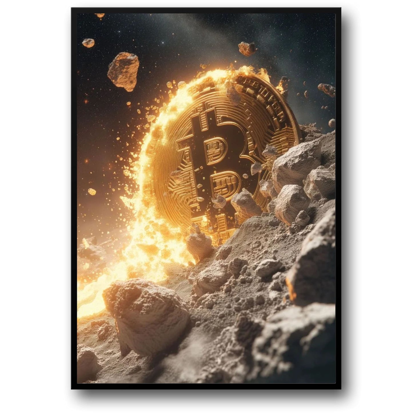 Bitcoin Explosion Poster  Crypto Digital Currency Art, Futuristic Decor | Home Decor | Decoration Poster
