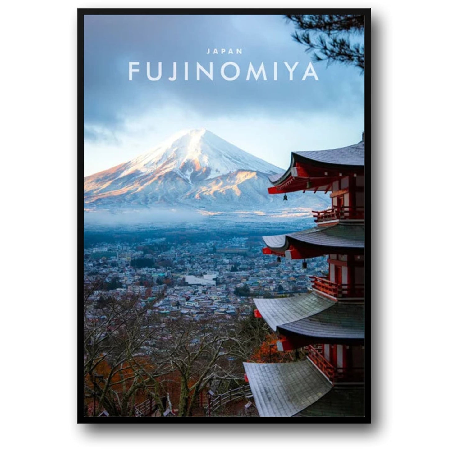 Mount Fuji and Pagoda | Fujinomiya | Iconic Volcano and Historic Architecture | Traditional Japanese Landscapes | Japanese Architecture Posters
