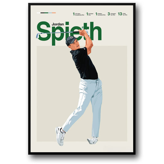Jordan Spieth Poster | Tribute to Golf Legends | Dynamic Art Highlighting Iconic Players' Skill, Passion, Legacy