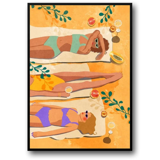 Summer Vibes | Beach and Fruit Poster | Colorful Wall Art | Relaxing Vacation Decor