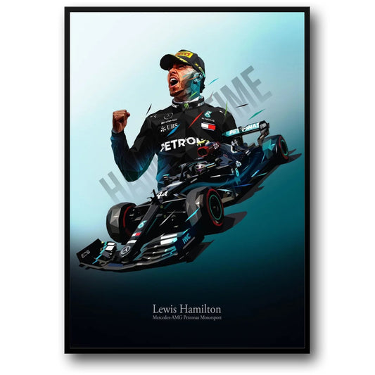 F1 Racing Poster | Lewis Hamilton Helmet Art | Formula 1 Legend Decor | Motorsport Wall Artwork