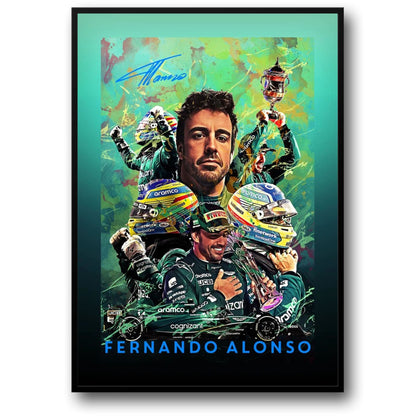 F1 Legend Poster | Graffiti Style | Racer Helmet Art | Fernando Alonso Decor
