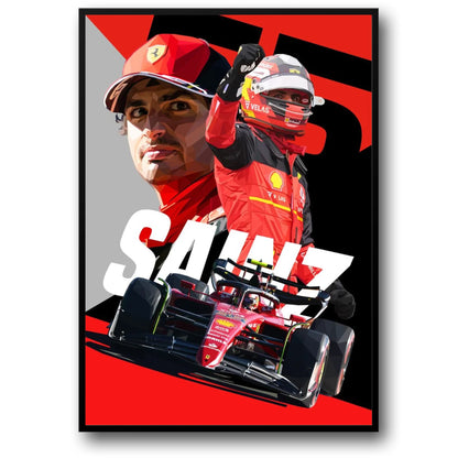 F1 Legend Poster | Racer Helmet Design | Carlos Sainz Formula 1 Art | Motorsport Wall Decor