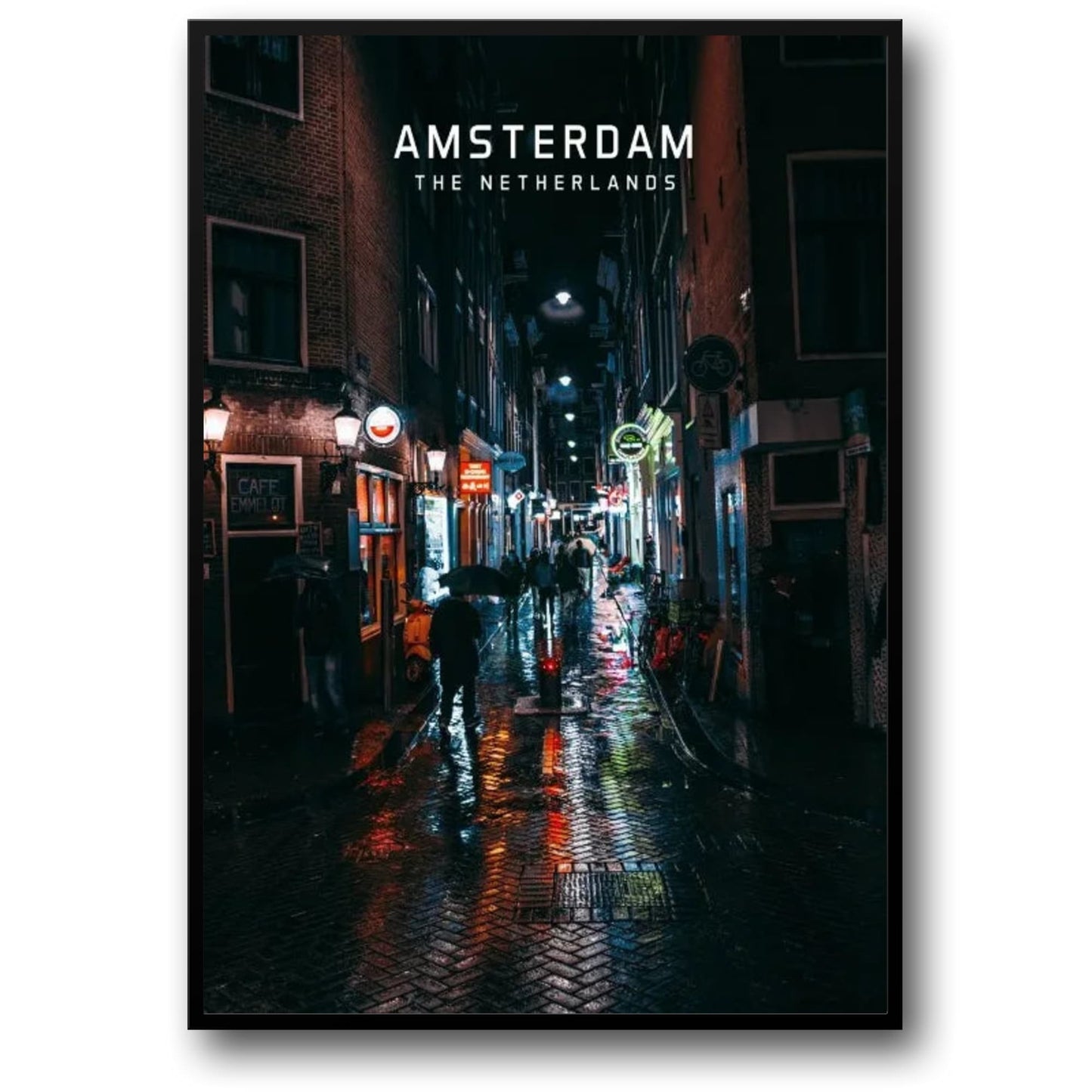 Amsterdam at Night | Cityscape Poster | The Netherlands | European Urban Landscape Art | Home Decor