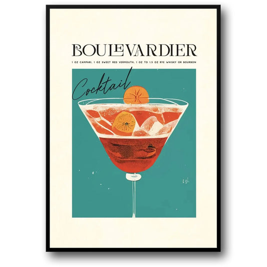 Boulevardier Cocktail Party Poster | Home Bar Decor | Vintage Style Artwork | Drink Enthusiast Gift | Wall Art Decor for Kitchen or Lounge