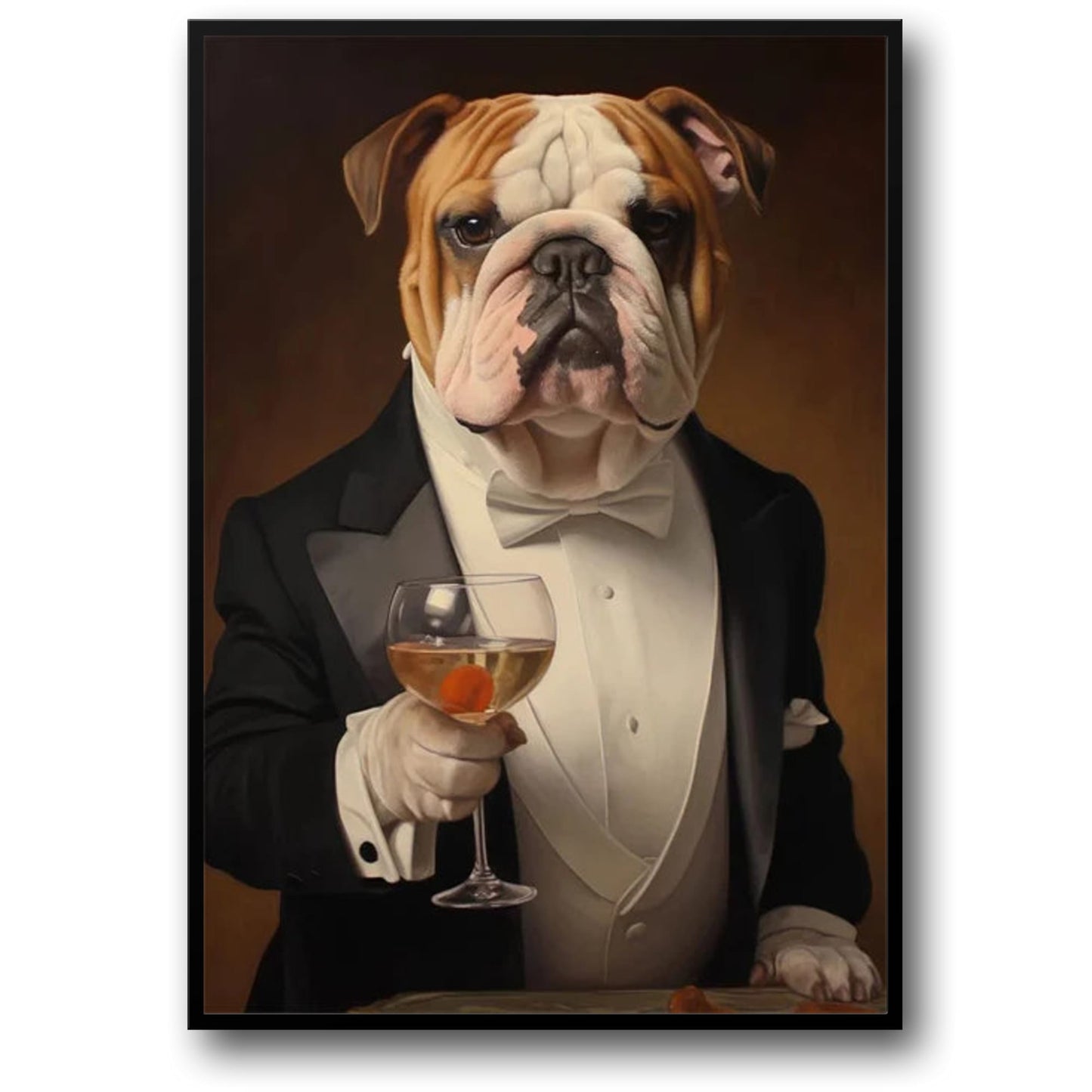 Evening Soiree | Bulldog Poster | Refined Elegance | Toast with a Sophisticated Bulldog Decor