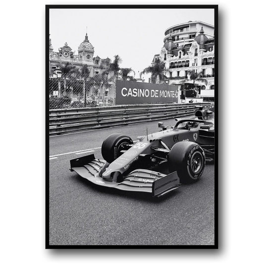 Black and White | Vintage F1 Monaco Racing | Sports Car Photo | Poster Canvas | Wall Art Decor