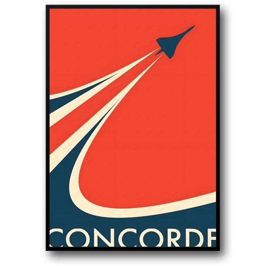 Retro Concorde Silhouette | Supersonic Jet | Bold Red & Cream
