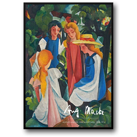 August Macke Art Print | Vier Madchen | Vintage Style Poster | Home Wall Decor | Artistic Reproduction | Visual Artwork | 20th Century German Expressionism