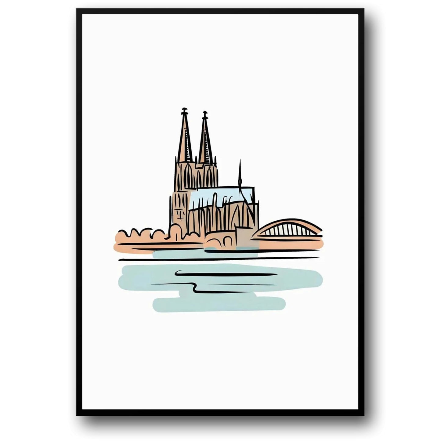 Cologne Cathedral | Minimalist Watercolor