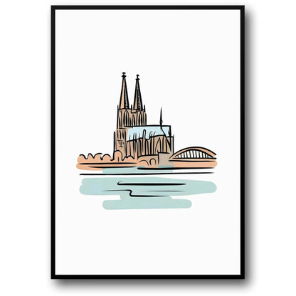 Cologne Cathedral | Minimalist Watercolor