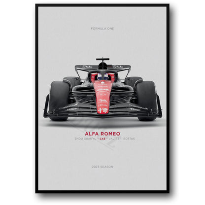 Alfa Romeo C43 Poster | Zhou Guanyu & Valtteri Bottas | Formula 1 Racing Art | Speed & Precision Decor