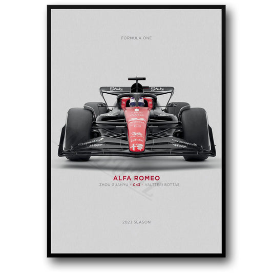 Alfa Romeo C43 Poster | Zhou Guanyu & Valtteri Bottas | Formula 1 Racing Art | Speed & Precision Decor