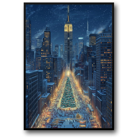 Christmas Tree Cityscape | Festive Winter Night