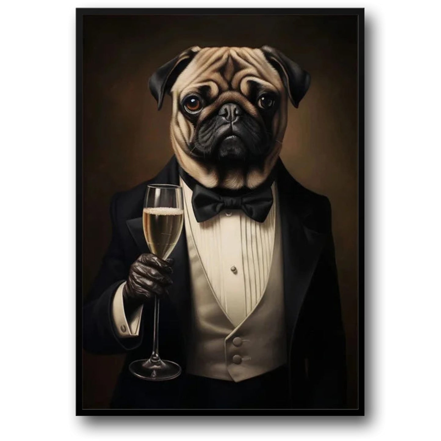Gentleman's Gala Poster | Pug in Black Tie | Classic Charming Style | Home & Garden Decor