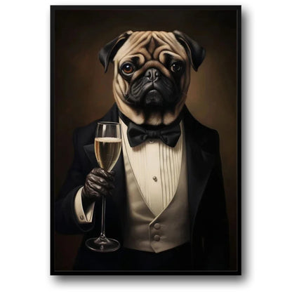 Gentleman's Gala Poster | Pug in Black Tie | Classic Charming Style | Home & Garden Decor