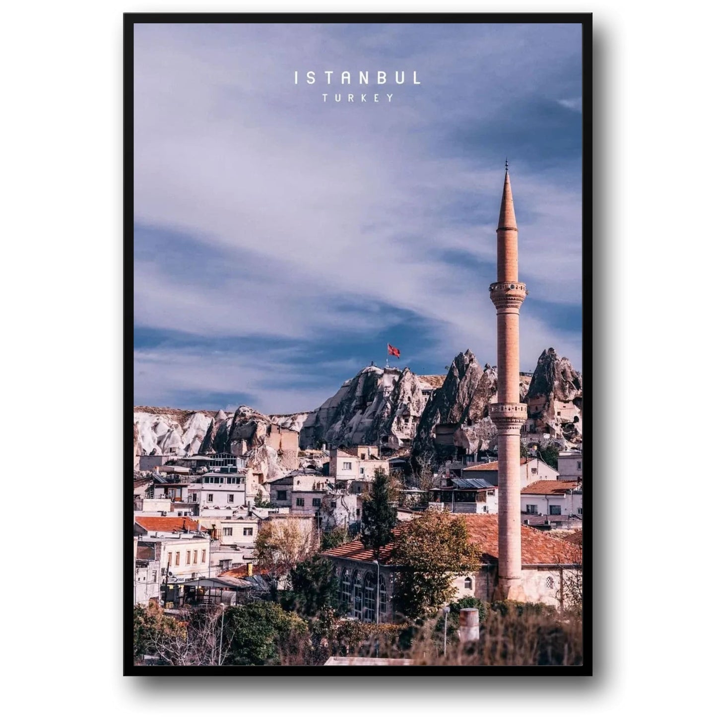 Rooftop View | Cappadocia Poster | Picturesque Village Amidst Fairy Chimneys | Istanbul & Constantinople Landmarks | Turkish Delights Scene | Turkey Wall Art