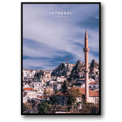Rooftop View | Cappadocia Poster | Picturesque Village Amidst Fairy Chimneys | Istanbul & Constantinople Landmarks | Turkish Delights Scene | Turkey Wall Art