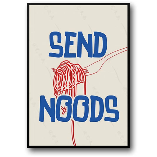 Vintage Kitchen Poster | Send Noods | Food Art Print | Retro Culinary Wall Decor
