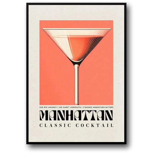 Manhattan Classic Cocktail | Wall Art Decor | Home & Garden Poster | Modern Bar Decor | Cocktail Party Theme | Vintage Drink Artwork