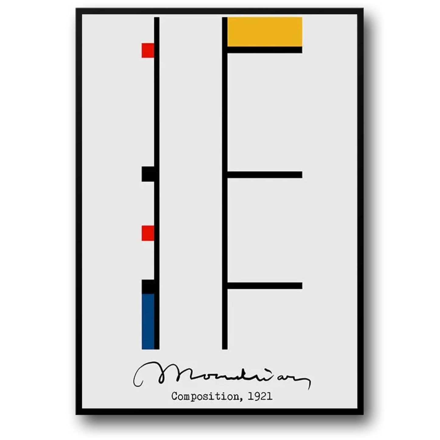 Piet Mondrian Early Composition Poster | Abstract Art | 1921 Vintage Reproduction | Modern Artwork for Home & Garden Decor