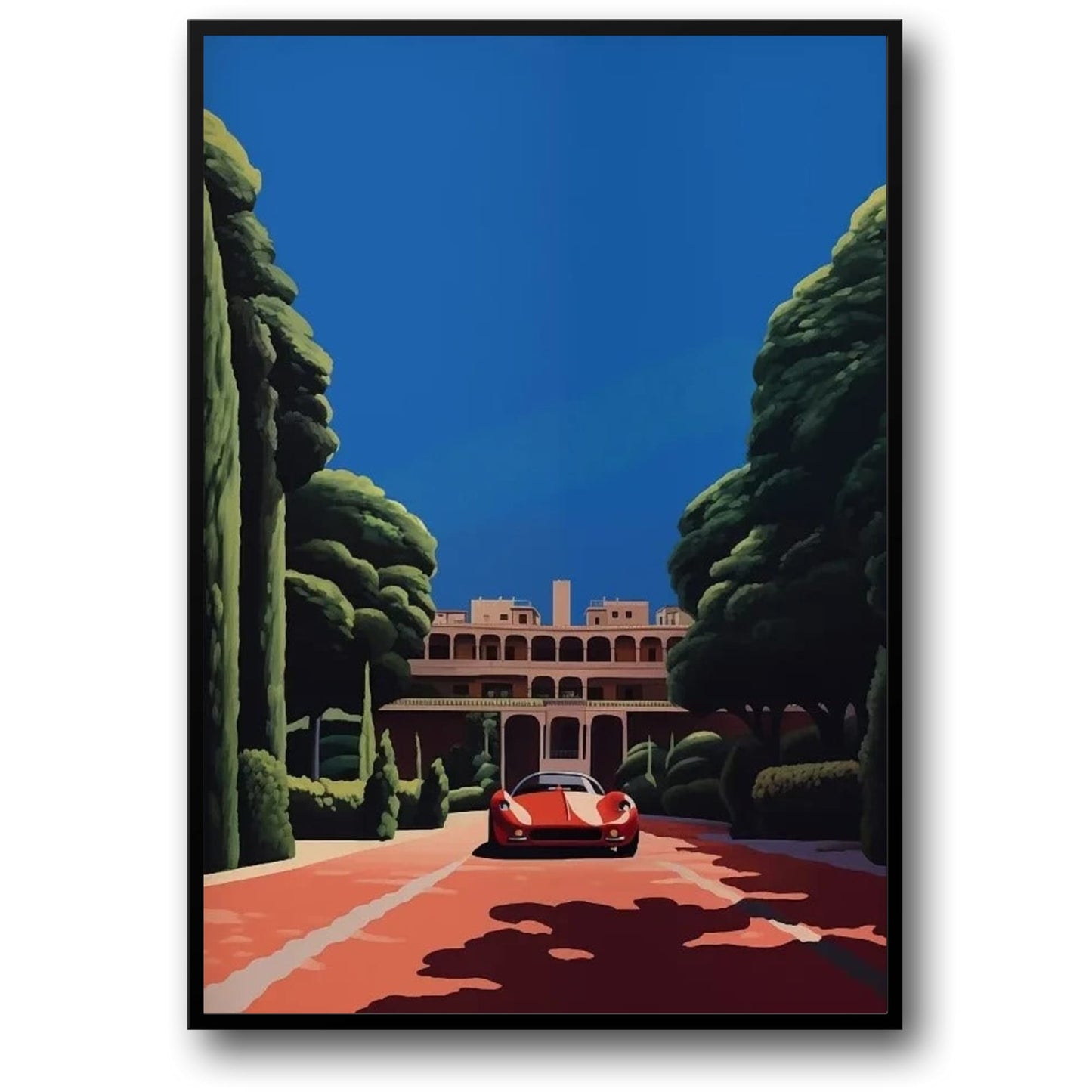 Retro Hiroshi Nagai Poster | Vaporwave Japanese Tropical Beach City Car | Wall Art Canvas | Home Decor