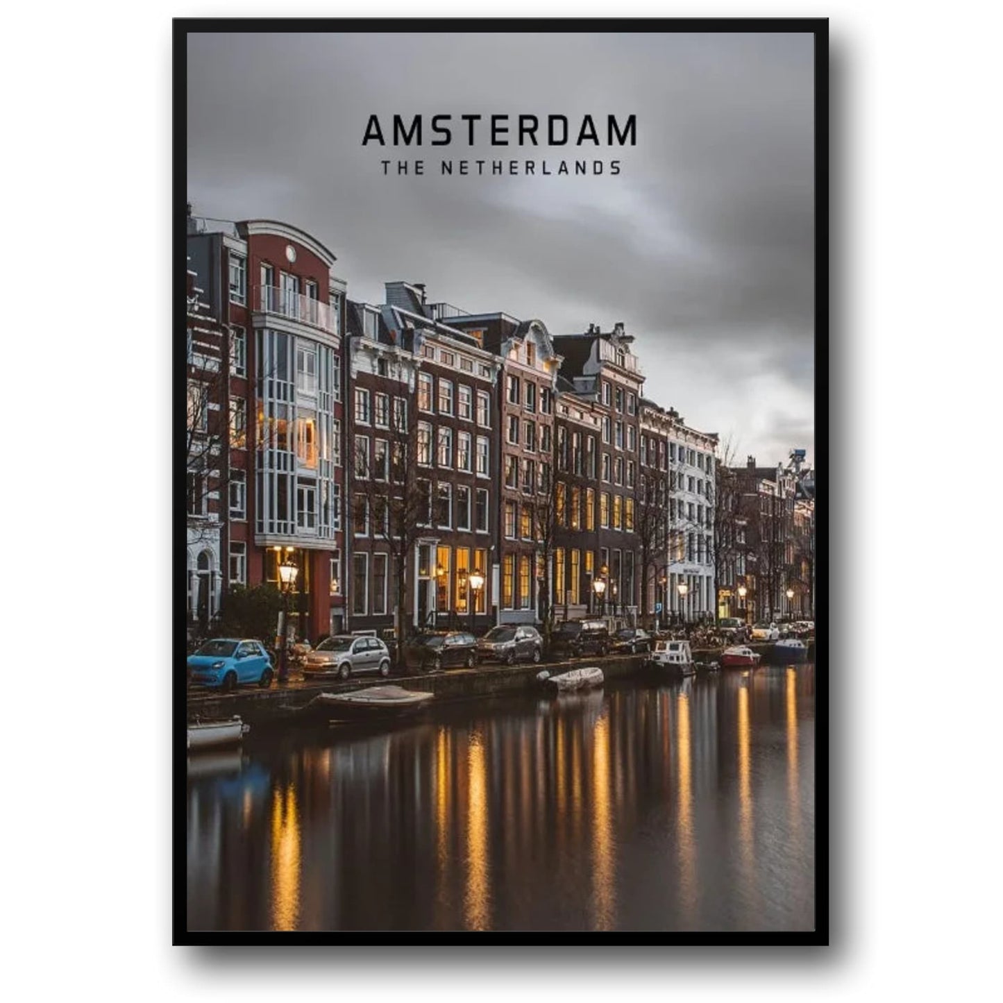 Amsterdam Canal Scene | European Cityscape Poster | Wall Art Décor | Beautiful City Views | Home & Garden Artwork