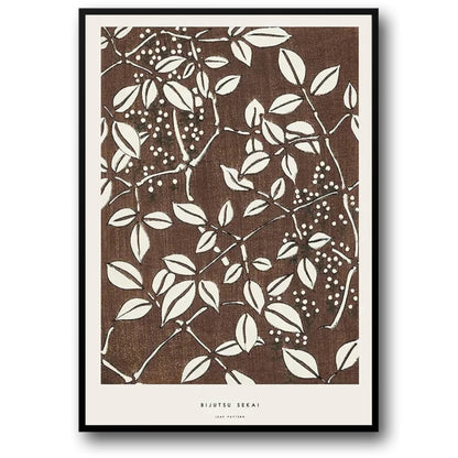 Bijutsu Sekai | Leaf Pattern | Ukiyo-e Style Poster | Japanese Art Print | Wall Decor